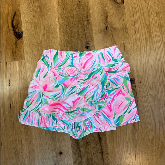Mini-jupe Lilly Pulitzer, Imprimé Tigre Vert/rose, Taille 4 - Coton Mélangé, Occasion Très Bon état, Style Court